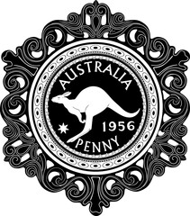 australia coin penny vintage 1956 black design