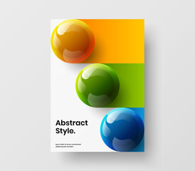 Premium 3D spheres banner illustration. Colorful poster A4 vector design layout.