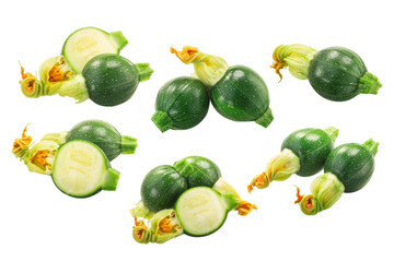 Baby Tondo zucchini with flower isolated png