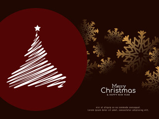 Merry Christmas festival background with decorative line art tree design