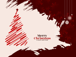 Merry Christmas festival decorative celebration card with christmas tree design