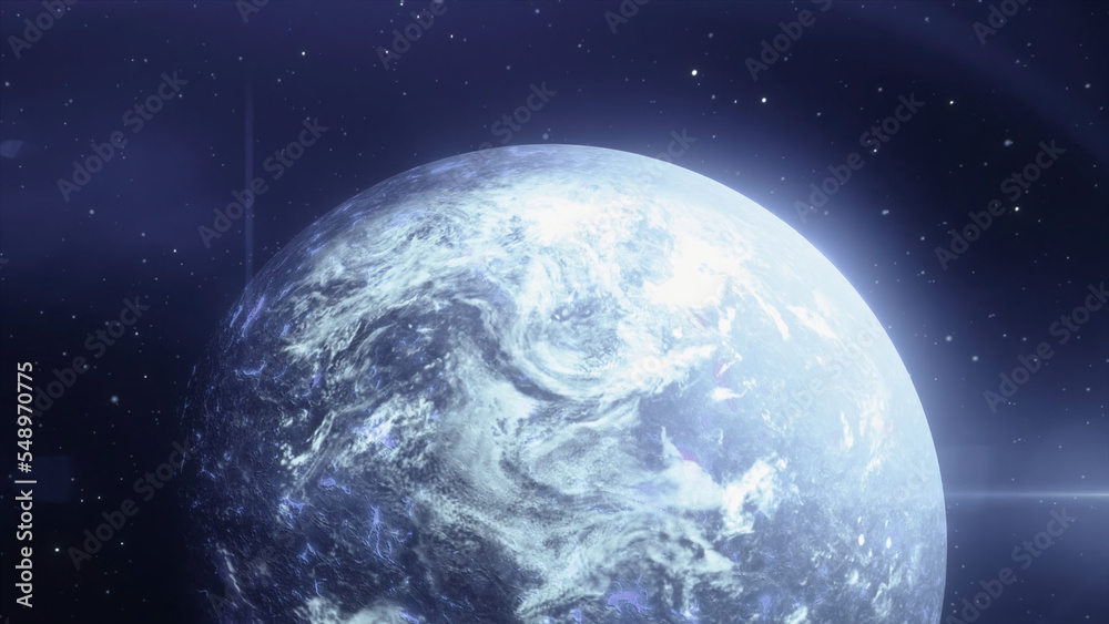 Poster 3d model of rotating planet. motion. naturalistic animation of rapidly rotating planet in space. rot