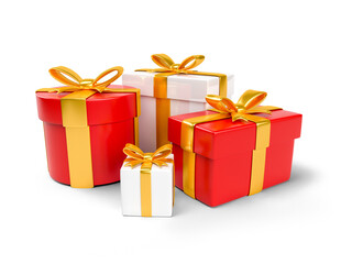 Christmas gift boxes in 3d render cartoon