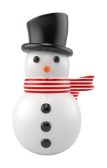 Christmas snowman in 3d render cartoon
