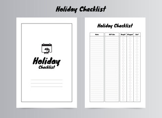 Fototapeta na wymiar Holiday Checklist Printable Template