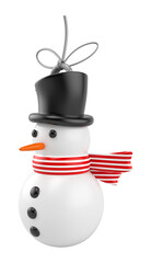 Christmas snowman in 3d render cartoon