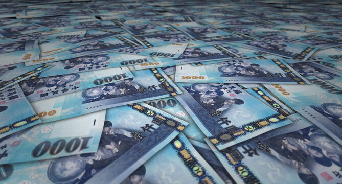 Taiwan Taiwanese Dollar 1000 TWD banknote money 3d illustration