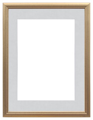 Golden picture frame with passepartout and copy space
