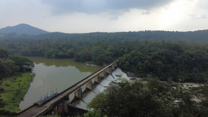 Fototapeta premium Weir at Ottakkal, small check dam in Kollam district, Kerala