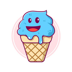 Ice cream logo template, Hand drawn cute ice cream