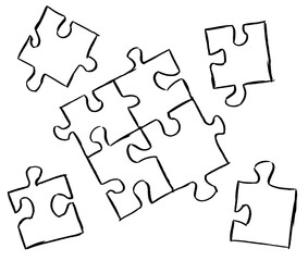 Puzzle mit einzelnen Puzzleteilen