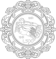 italy coin 500 lire 1961 vector design