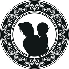 Mother with baby love and frame