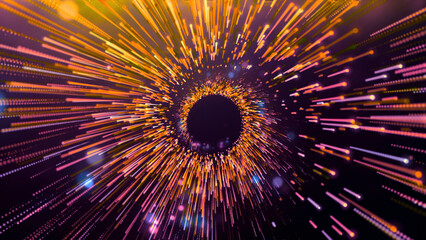 Spiral with lines of cosmic flow. Motion. Beautiful spiral with hypnotic stripes. Stripes move in spiral flow