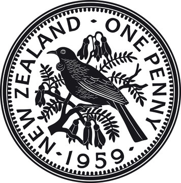 New Zealand Coin One Penny Vector Design