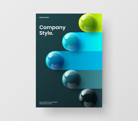 Creative realistic balls magazine cover illustration. Trendy poster vector design concept.