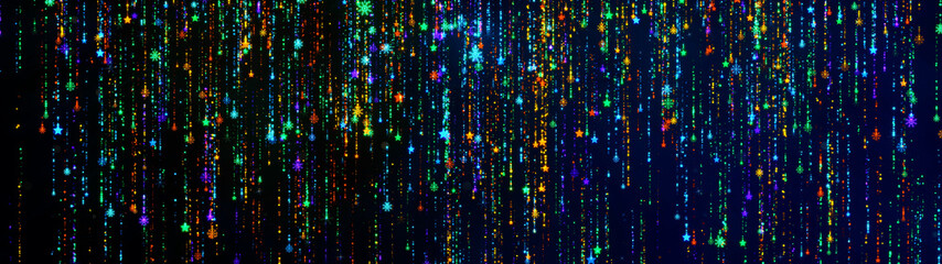 New year and Christmas Shimmering Glittering Particles shining multi color particles