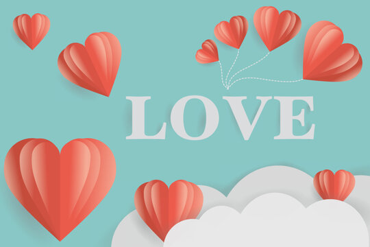 Hearts love and cloud papercut.
