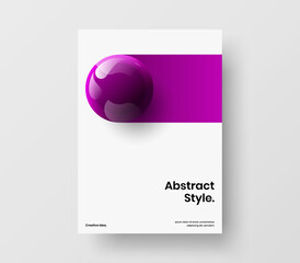 Abstract realistic spheres corporate brochure concept. Isolated magazine cover A4 vector design illustration.
