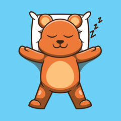 Cute bear character sleeping cartoon vector illustration
