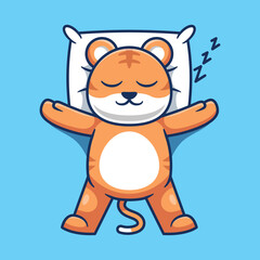 Cute Tiger sleeping cartoon vector illustration