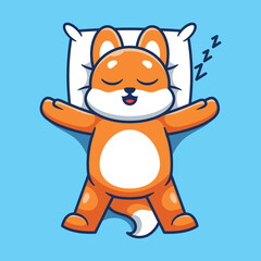 Shiba inu dog sleeping cartoon vector illustration
