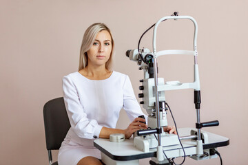 Doctor oculist, ophthalmologist, reception. Treatment, diagnosis, vision, eye