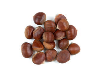 Chestnuts- Edible fruit of the chestnut tree on whhite background