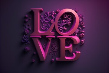Illustration of 3D Love text