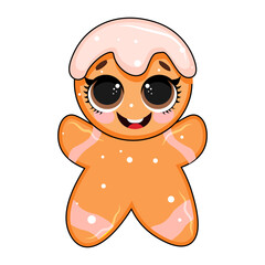 Vector cartoon illustration of cute Christmas Gingerbread Cookie