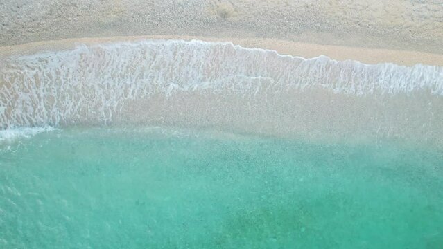 Aerial drone video of tropical paradise turquoise beach in mediterranean destination