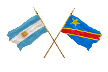 Background for designers. National Day. 3D model National flags Argentine and Congo Democratic Republic