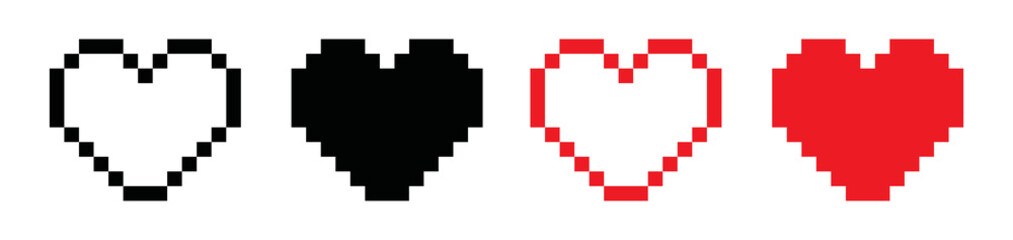 Obraz premium Heart pixel icon. Love pixel icon, vector illustration