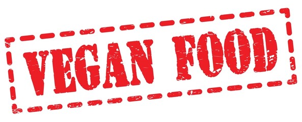 VEGAN FOOD text written on red stamp sign.