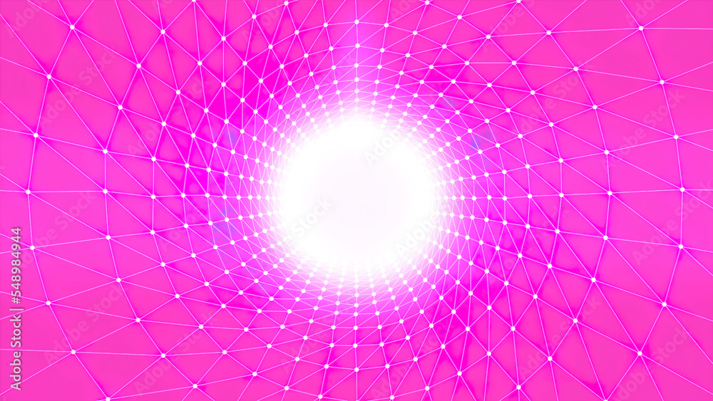 Aufkleber cyber tunnel with electronic grid and dots. motion. circular tunnel with grid and dots in space. mat