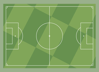 Sports vector illustration of a soccer field, green color.