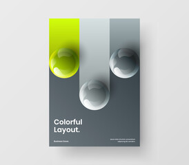 Vivid corporate cover vector design template. Fresh 3D balls front page layout.