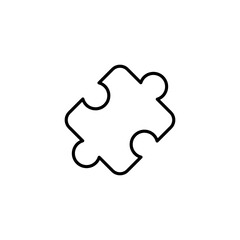Puzzle line icon. Problem solving, creative thinking, development, question mark, puzzle, app development, . Board games concept. Vector black line icon on white background