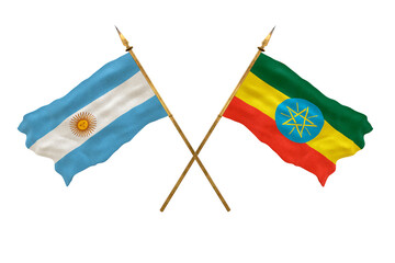 Background for designers. National Day. 3D model National flags Argentine and Ethiopia