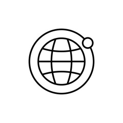 Globe line icon. World, knowledge, location, research, continents, demonstration, lesson, journey, world wide web,. Communication concept. Vector black line icon on white background