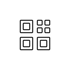 QRCode line icon. Data, database, search, data encryption, coding, technology, marking, product coding. The concept of data encryption. Vector black line icon on white background