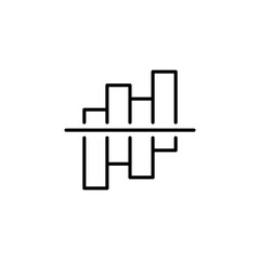 Line chart line icon. Data, business. report, information. profit, statistics, pie chart, percentage, sales, shares, work. Business concept. Vector black line icon on a white background