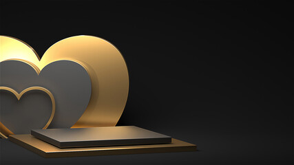 Minimal heart shapes background mock up podium