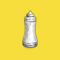 Ketchup Icon. Detailed drawing. Sketch and Vintage