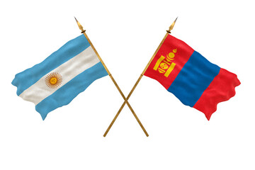 Background for designers. National Day. 3D model National flags Argentine and Mongolia