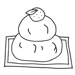 ひび割れた鏡餅 線画