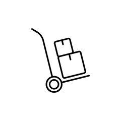 Boxes line icon. boxes, warehouse, mail, delivery, product, trolley, transportation trolley. The concept of cargo transportation. Vector black line icon on a white background