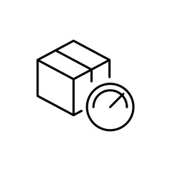 Parcel line icon. Delivery, mail, courier, goods, box, sending, reliability, work, security, fast, income, employee. Trucking concept. Vector black line icon on a white background