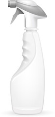 Mockup White Blank Spray Pistol Cleaner Plastic Bottle. Illustration Isolated On White Background. Mock Up Template Ready For Your Design. Vector EPS10