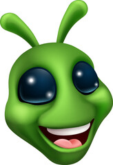 An alien cute little green man emoji emoticon Martian face cartoon mascot